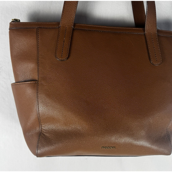 Fossil Mimi Brown Pebble Leather Shopper Tote Handbag Purse Shoulder Bag - Picture 5 of 16